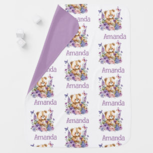 Purple Butterfly bear Baby Blanket