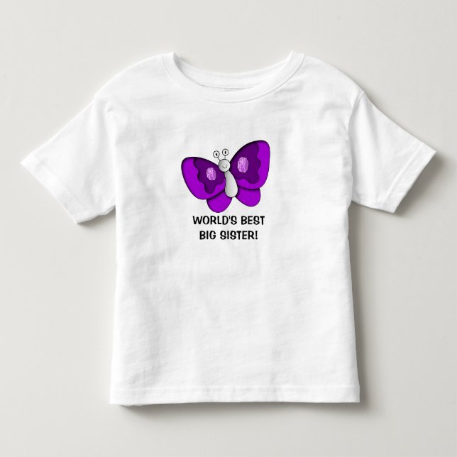 Purple Butterfly Best Big Sister Toddler Dress T-shirt (Front)