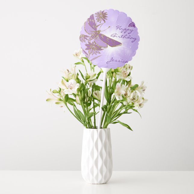 Purple Butterfly Birthday Balloon (Vase)