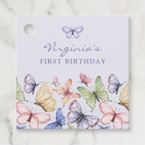 Purple Butterfly Birthday Favor Tags