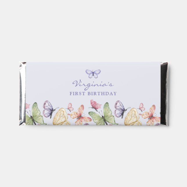 Purple Butterfly Birthday Hershey Bar Favors (Front)