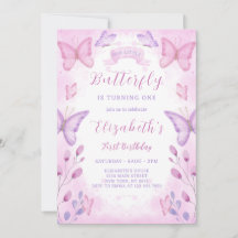Purple Butterfly Birthday Invitation