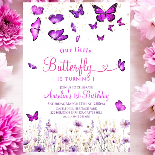  Purple butterfly birthday  Invitation (Creator Uploaded)