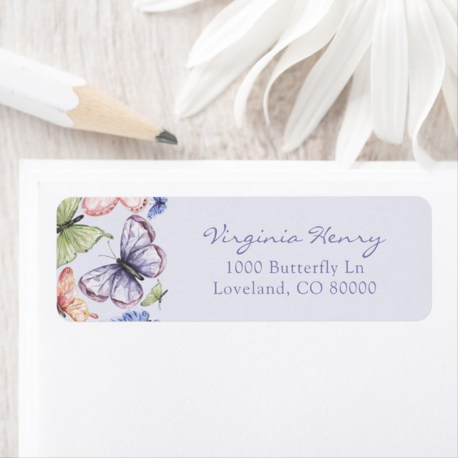 Purple Butterfly Birthday Label (Insitu)