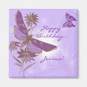 Purple Butterfly Birthday Magnet