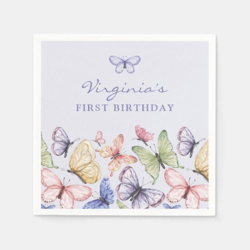 Purple Butterfly Birthday Napkins