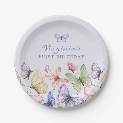 Purple Butterfly Birthday Paper Plates