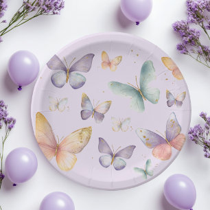 Purple Butterfly Birthday Paper Plates