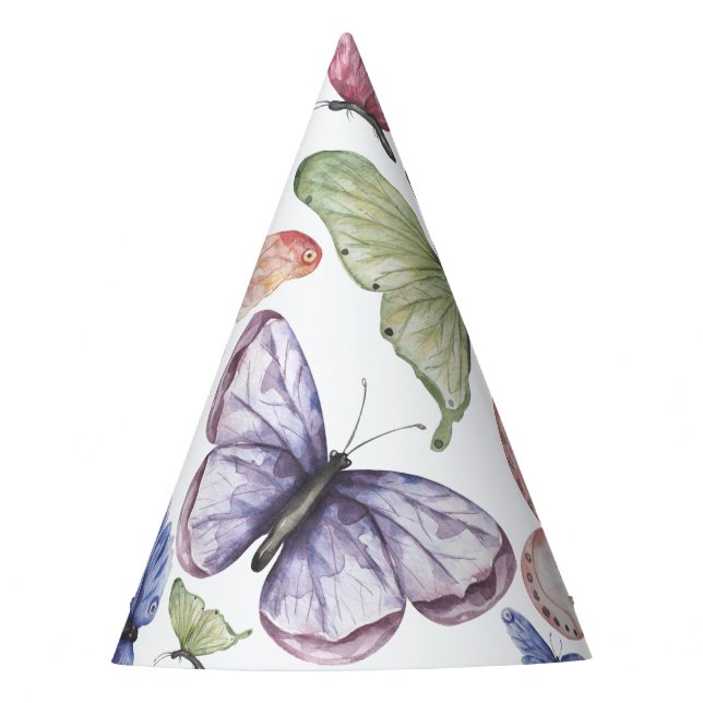 Purple Butterfly Birthday Party Hat (Front)