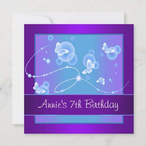 Purple Butterfly Birthday Party Invitation