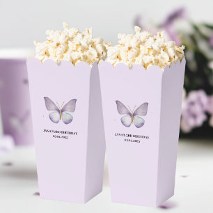 Purple Butterfly Birthday Popcorn  Favor Boxes