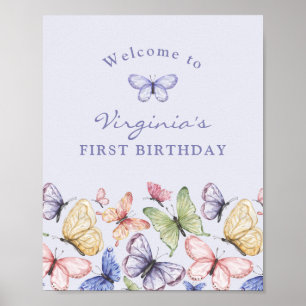 Purple Butterfly Birthday Poster