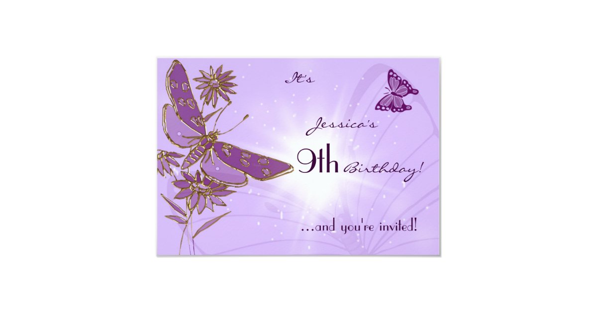 Purple Butterfly Birthday Invitations 4