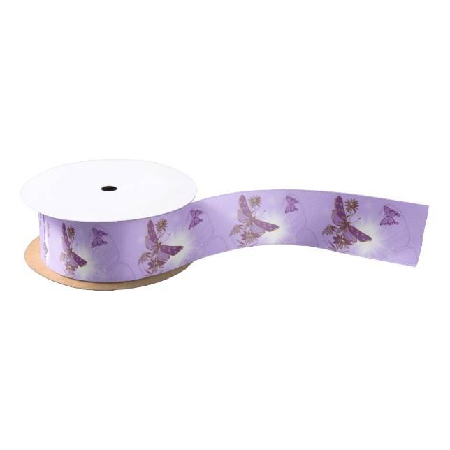 Purple Butterfly Birthday Satin Ribbon (Spool)