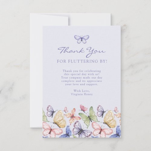 Purple Butterfly Birthday Thank You Card
