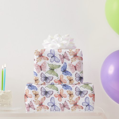 Purple Butterfly Birthday Wrapping Paper