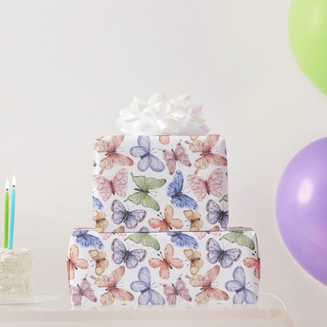 Purple Butterfly Birthday Wrapping Paper (Party Gifts)