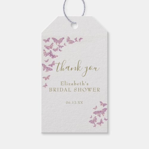 Purple Butterfly Boho Chic Bridal Shower Thank You Gift Tags
