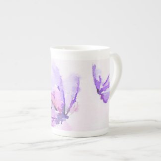 Purple Butterfly Bone China Mug