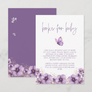 Purple Butterfly Books for Baby, Baby Shower Enclosure Card