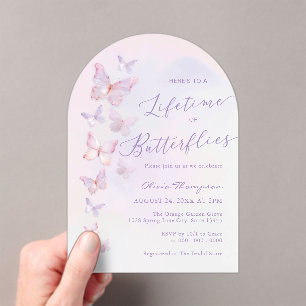 Purple Butterfly Bridal Shower  Acrylic Invitations