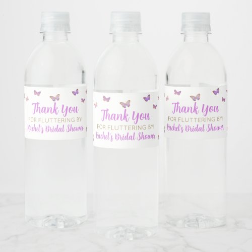 Purple Butterfly Bridal Shower Favor Water Bottle Label