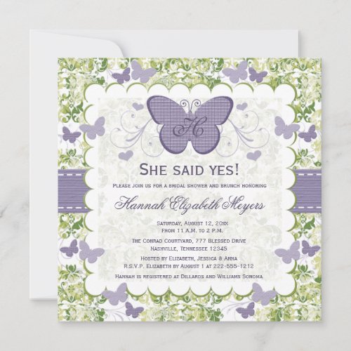 Purple Butterfly Bridal Shower Invitations Invites