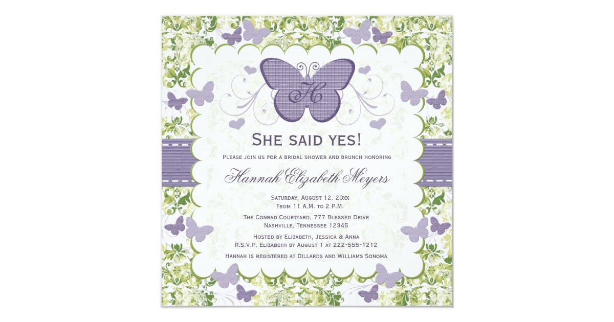 Purple Butterfly Bridal Shower Invitations 7