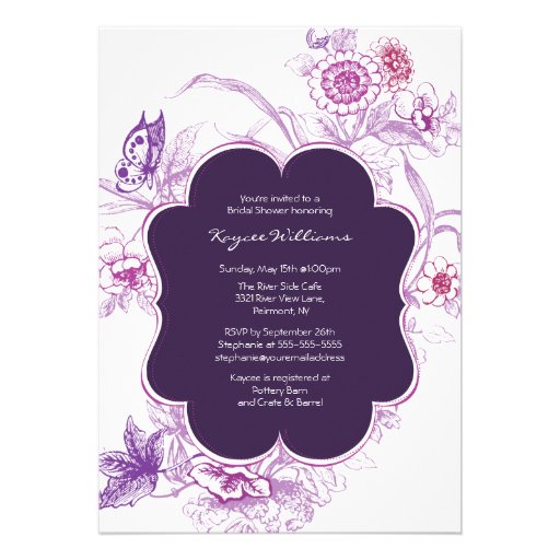 Purple Butterfly Bridal Shower Invite 5