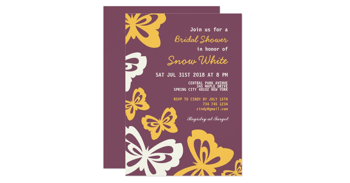 Purple Butterfly Bridal Shower Invitations 8
