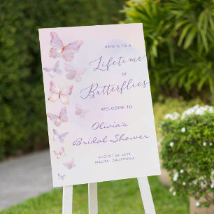 Purple Butterfly Bridal Shower Welcome Foam Board