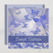 Purple Butterfly Bubbles Star Sweet Sixteen Invitation (Front/Back)