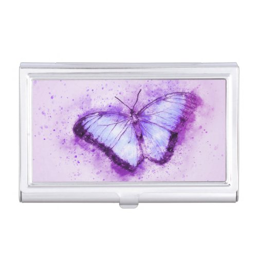 Purple Butterfly Business Card Case