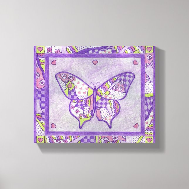 Purple Butterfly Canvas Art Print (Front)