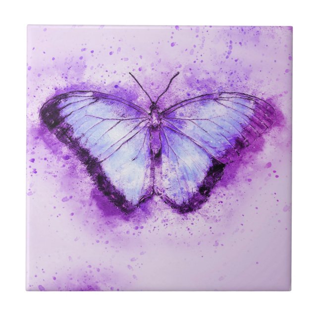 Purple Butterfly Ceramic Tile (Front)