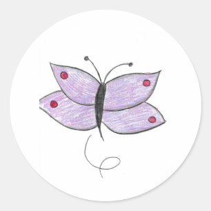 Purple Butterfly Classic Round Sticker