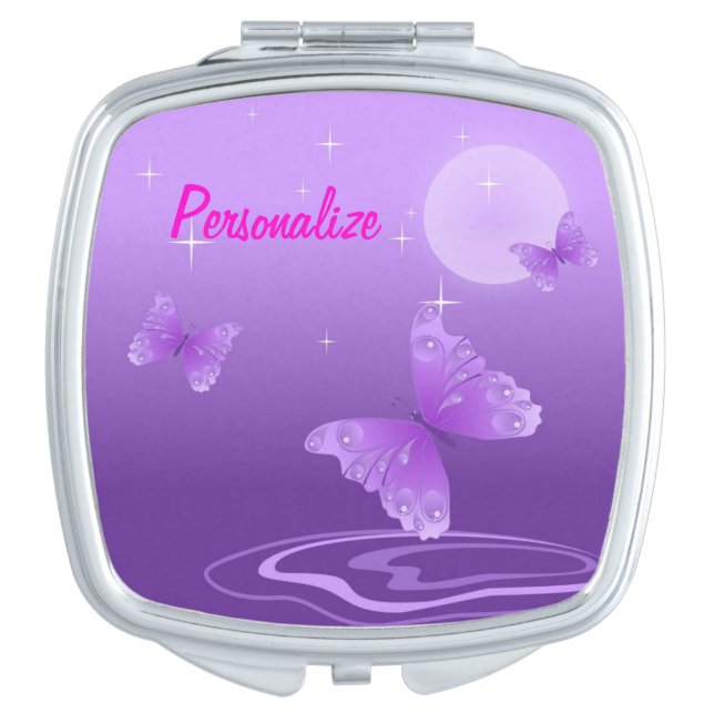 "Purple Butterfly" Compact Mirror (Front)