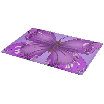 Purple Butterfly Cutting Board by FunWithFibro at Zazzle
