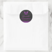 Purple Butterfly & Damask Quinceañera Sticker (Bag)
