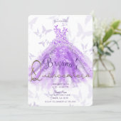 Purple Butterfly Dance Dress Quinceañera Party  Invitation (Standing Front)