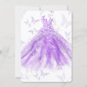 Purple Butterfly Dance Dress Quinceañera Party  Invitation (Back)