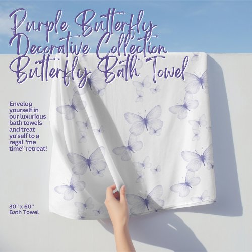 Purple Butterfly Decorative Collection Bath Towel Set