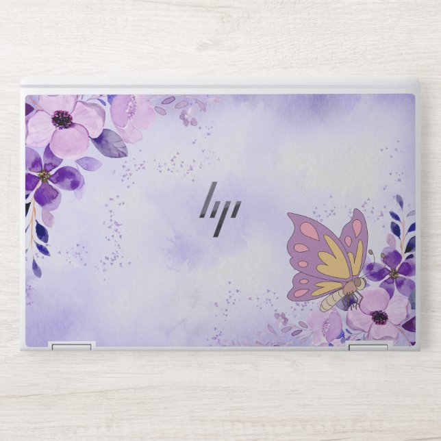 Purple Butterfly Decorator Cover, HP Laptop Skin (Front)
