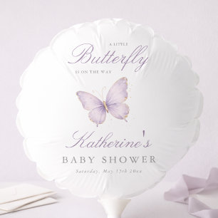Purple Butterfly Delicate Girl Baby Shower Party Balloon
