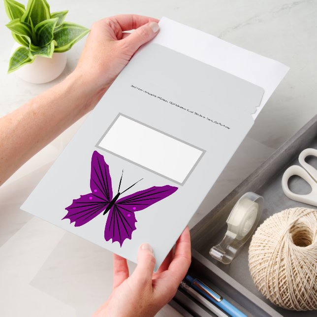 Purple Butterfly Design Any Colour Background Envelope Mailers (Desk)