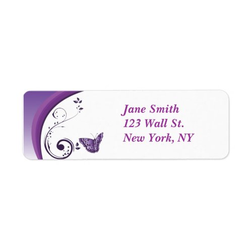 Purple Butterfly Design Return Address Label