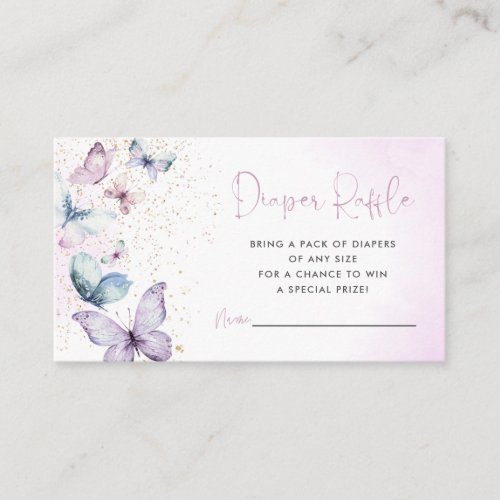 Purple Butterfly Diaper Raffle Card