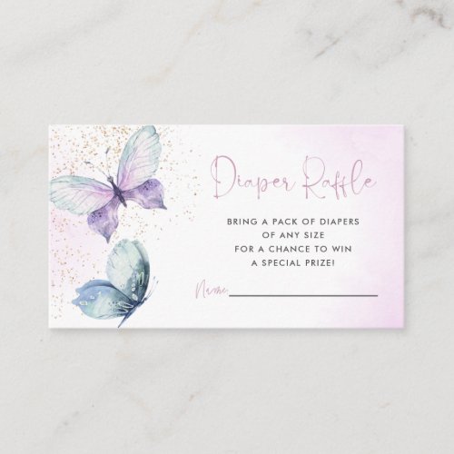 Purple Butterfly Diaper Raffle Card