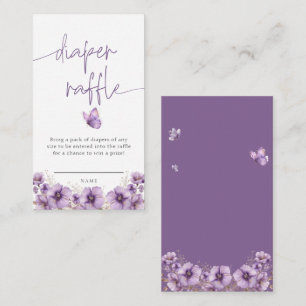 Purple Butterfly Diaper Raffle card Baby Shower