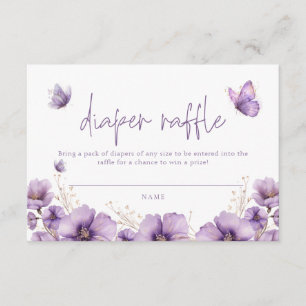 Purple Butterfly Diaper Raffle card Baby Shower